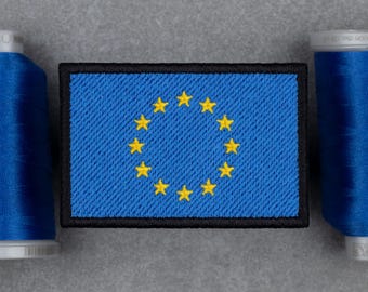 European Union Flag Embroidered Patch | Europe EU Euro | Hook and Loop, Iron-on & Sew-on Patches
