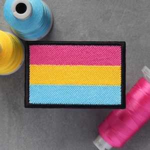 Pansexual Flag Embroidered Patch | LGBT Pan Panromantic | Hook and Loop, Iron-on & Sew-on Patches