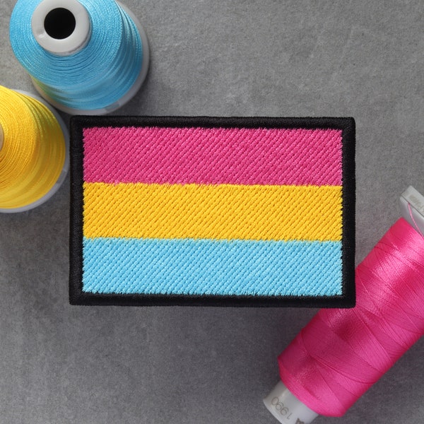 Pansexual Flag Embroidered Patch | LGBT Pan Panromantic | Hook and Loop, Iron-on & Sew-on Patches