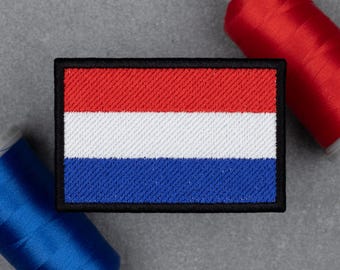 Netherlands Flag Embroidered Patch | Nederland NL Dutch | Hook and Loop, Iron-on & Sew-on Patches