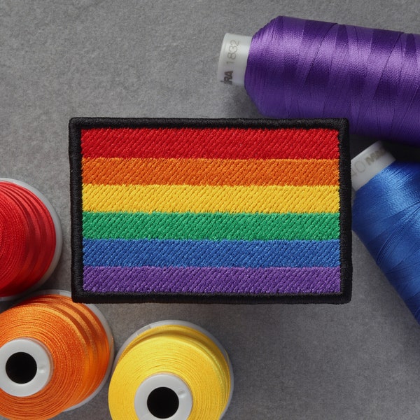 écusson brodé drapeau de la fierté | LGBT Gay Lesbienne Queer | Patchs auto-agrippants, thermocollants et à coudre