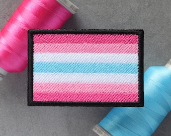 Femboy Flag Embroidered Patch | Feminine Tomgirl | Hook and Loop, Iron-on & Sew-on Patches