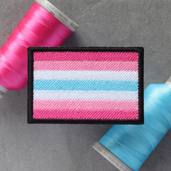 Femboy Flag Embroidered Patch | Feminine Tomgirl | Hook and Loop, Iron-on & Sew-on Patches