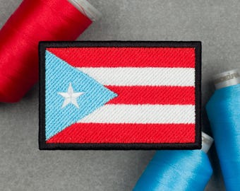 Puerto Rico (Light Blue) Flag Embroidered Patch | Grito de Lares USA  | Hook and Loop, Iron-on & Sew-on Patches