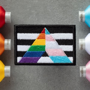 Straight Ally (Pride-Trans) Flag Embroidered Patch | LGBT Transgender | Hook and Loop, Iron-on & Sew-on Patches