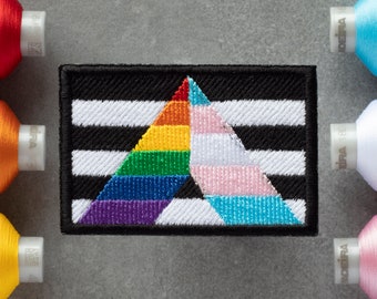 Patch brodé drapeau Straight Ally (Pride-Trans) | Transgenre LGBT | Patchs auto-agrippants, thermocollants et à coudre