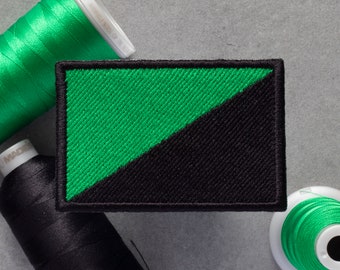 Anarchist (Eco-Anarchism) Flag Embroidered Patch | Green Climate Anarchy | Hook and Loop, Iron-on & Sew-on Patches