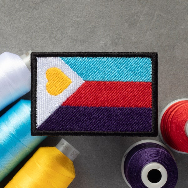 Polyamory Flag Embroidered Patch | Polyam Tricolor | Hook and Loop, Iron-on & Sew-on Patches