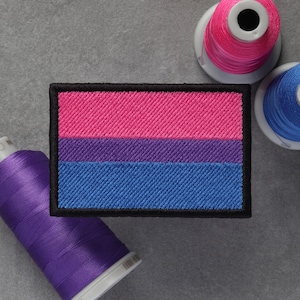 Bisexual Flagge gestickter Aufnäher | LGBT Bi Pride | Klettverschluss, Aufbügler & Aufnäher