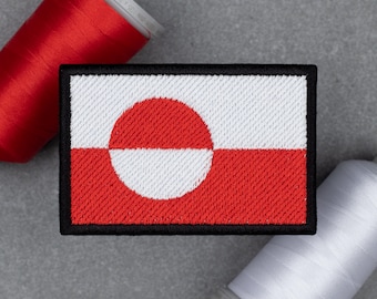 Greenland Flag Embroidered Patch | Greenlandic Danish Grønland | Hook and Loop, Iron-on & Sew-on Patches