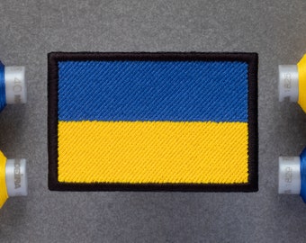 Ukraine Flag Embroidered Patch | Slava Ukraini, Ukrainian | Hook and Loop, Iron-on & Sew-on Patches