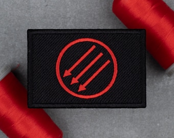 Three Arrows (Red) Flag Embroidered Patch | Anarchist Leftist | Hook and Loop, Iron-on & Sew-on Patches