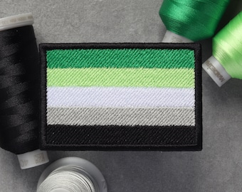 Aromantic Flag Embroidered Patch / LGBT Aro Aroace | Hook and Loop, Iron and Sew on Patches