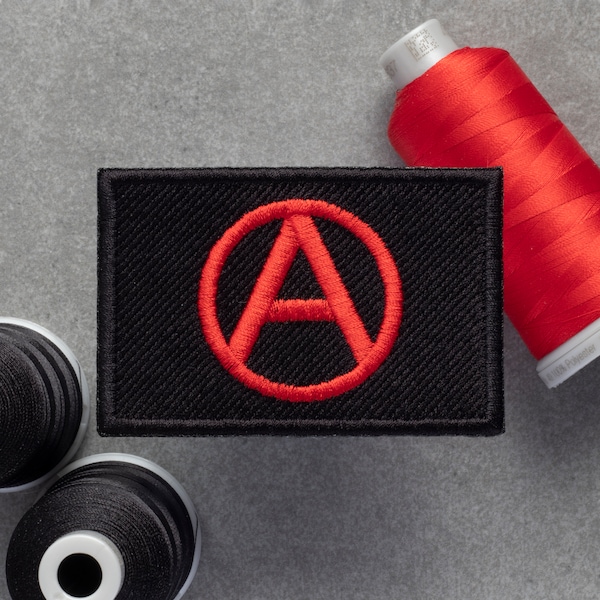 Anarchist (Anarchism) Flag Embroidered Patch | Anarchy Antifa | Hook and Loop, Iron-on & Sew-on Patches