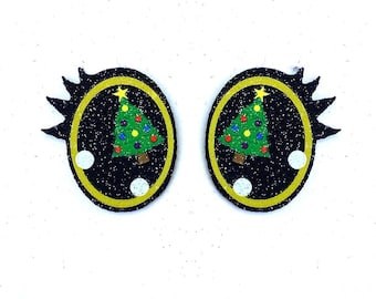 6 Pack of Gold Christmas Tree Glitter Felt Eyes for Amigurumi Multiple Sizes Available