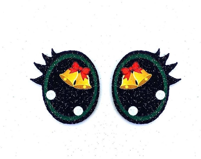 6 Pack, 3 Pack or Bulk Glitter Christmas Felt Eyes for Amigurumi, Holiday, Snowflake, Snowman, Crochet, Knit, Plushie, Kawaii