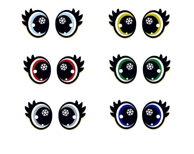 6 Pack, 3 Pack or Bulk Glitter Christmas Felt Eyes for Amigurumi, Holiday, Snowflake, Snowman, Crochet, Knit, Plushie, Kawaii