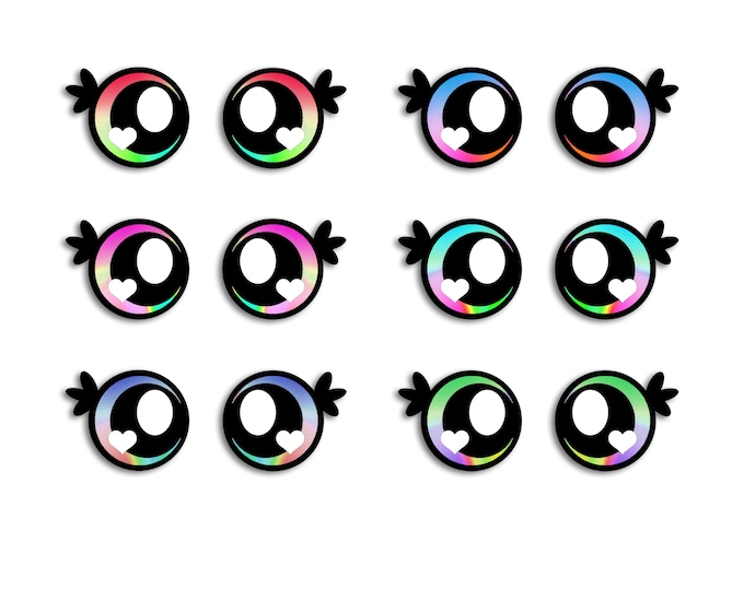 6 Pack, 3 Pack or Bulk Felt Eyes for Amigurumi, Crochet, Knit, Plushie, Glitter, Kawaii