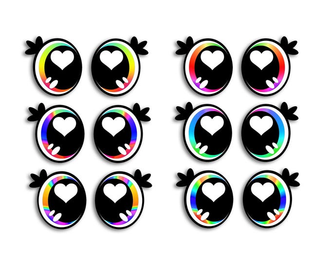 6 Pack, 3 Pack or Bulk Felt Eyes for Amigurumi, Crochet, Knit, Plushie, Glitter, Kawaii