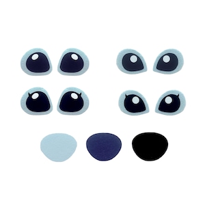 3 Blue Alien Felt Faces for Amigurumi: Crochet Plushie Eyes - Multiple Sizes