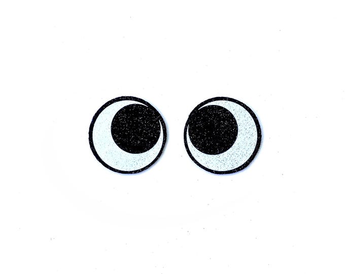 6 Pack, 3 Pack or Bulk Glitter Felt Eyes for Amigurumi, Crochet, Knit, Plushie, Round, White, Kawaii