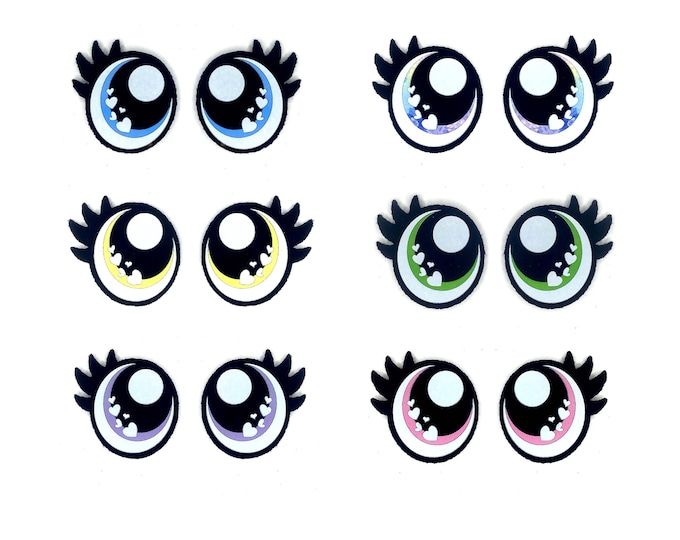 Felt Eyes with Lashes for Amigurumi, Crochet, Kawaii Plushies (3, 6, 12, 24, 48 Pack)