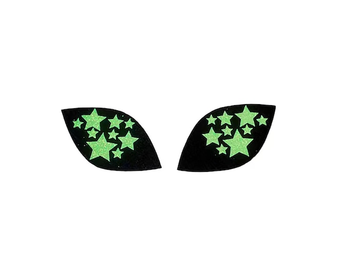 Glitter Alien Felt Eyes for Amigurumi, Kawaii Plushie Making, Cosmic Stars