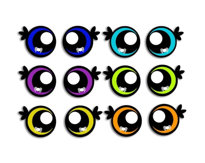 6 Pack, 3 Pack or Bulk Glitter Felt Eyes for Amigurumi, Halloween, Monster, Vampire, Crochet, Knit, Plushie, Monster, Ghost, Bats, Spider