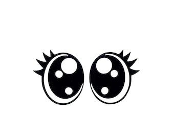 Paquete de 6 ojos ovalados de fieltro kawaii para amigurumi, con pestañas, varios tamaños disponibles.