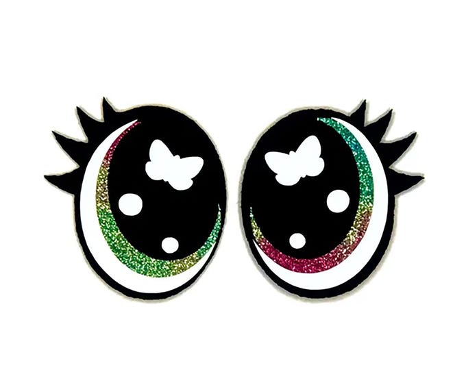 Glitter Felt Eyes with Lashes for Amigurumi, Crochet, Plushie, Kawaii Crafts