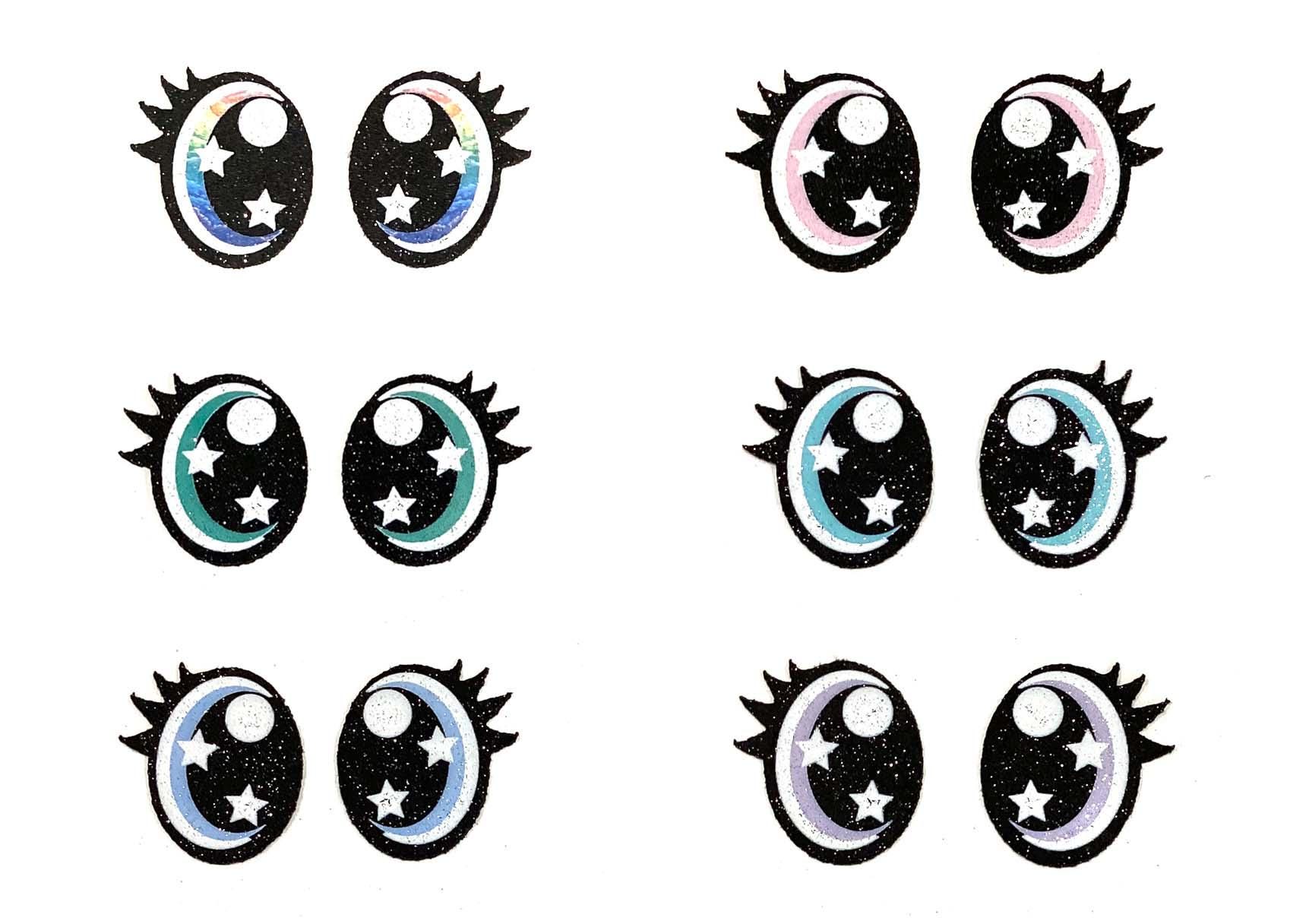 6 Pack of Cute Felt Eyes for Amigurumi with Lashes, Crochet Plushie Eyes, Multiple Sizes Available
