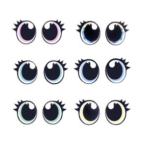 6 Pairs Oval Felt Eyes with Lashes - Amigurumi Plushie Craft