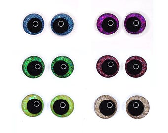 Glitter Sinker Safety Eyes With Offset Pupil for Amigurumi, 10mm-35mm