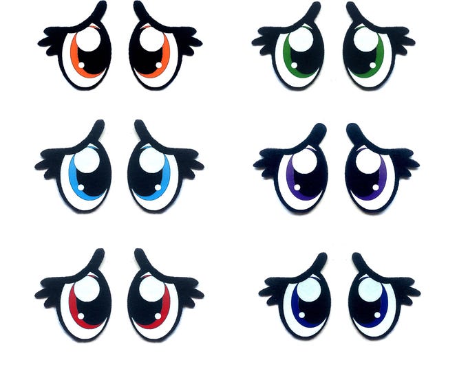 Sad Felt Eyes with Lashes for Amigurumi, Crochet, Plushie (3, 6, 12, 24, 48 Pack)