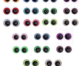 Random Packs of Sinker Style Safety Eyes with Offset Pupil for Amigurumi, 10mm - 35mm