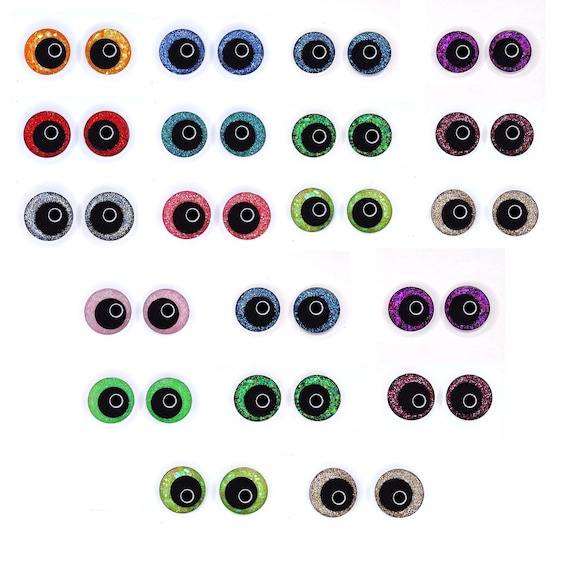 Random Packs of Sinker Style Safety Eyes with Offset Pupil for Amigurumi, 10mm - 35mm