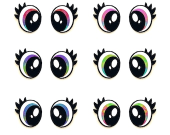 6 Pairs Glitter Oval Felt Eyes With Lashes, Amigurumi, Plushie, & Crochet Crafts