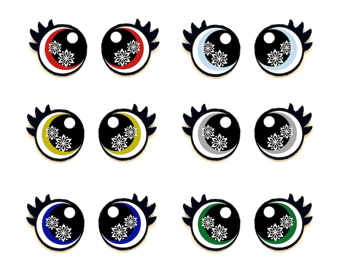 6 Pack, 3 Pack or Bulk Glitter Christmas Felt Eyes for Amigurumi, Holiday, Snowflake, Snowman, Crochet, Knit, Plushie, Kawaii