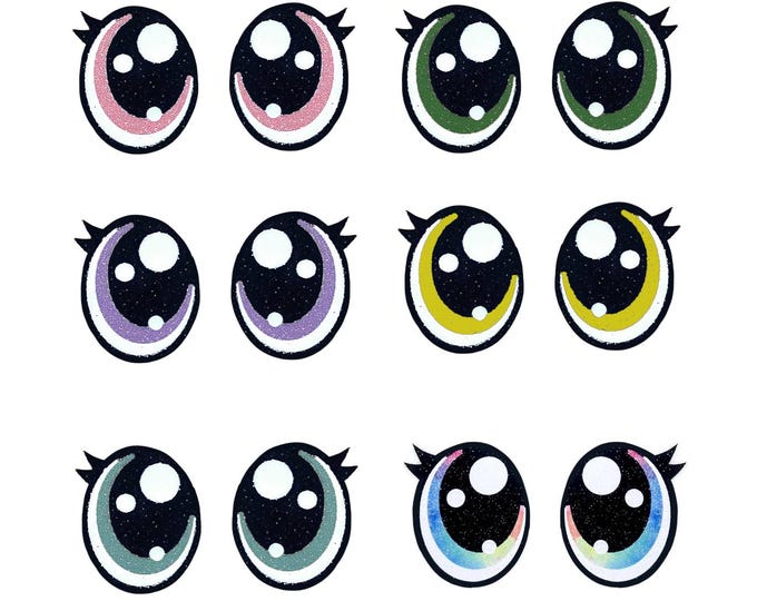 Glitter Felt Eyes with Lashes for Amigurumi, Crochet, Knit, Plushie, Kawaii Crafts