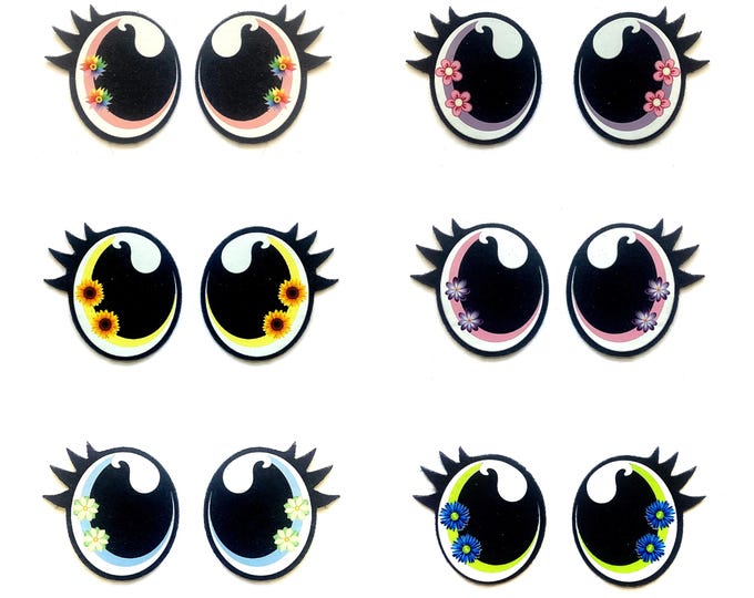 Felt Eyes with Lashes for Amigurumi, Crochet, Knit, Plushie, Kawaii Designs (3, 6, 12, 24, 48 Pack)
