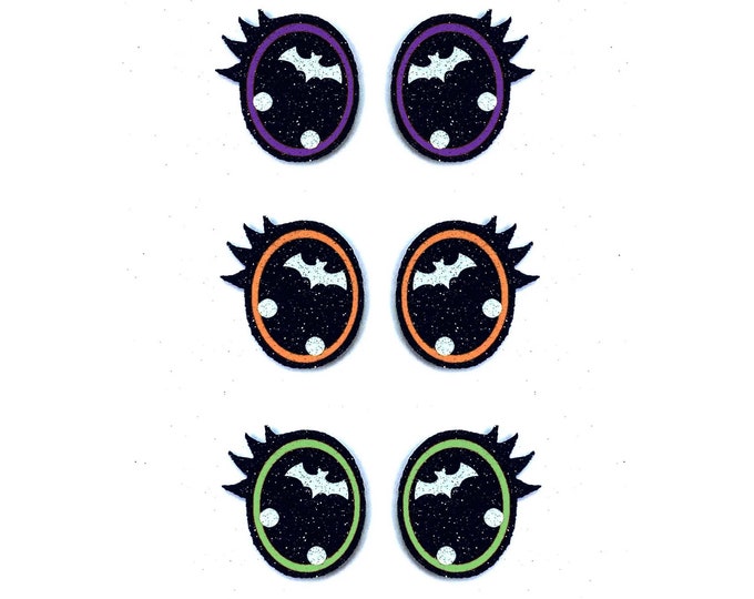 6 Pack, 3 Pack or Bulk Glitter Felt Eyes for Amigurumi, Halloween, Monster, Vampire, Crochet, Knit, Plushie, Monster, Ghost, Bats, Spider