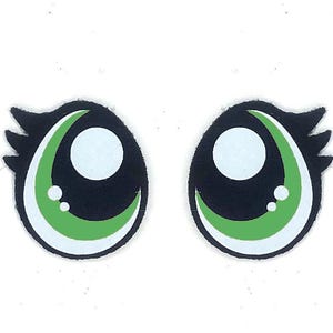 Paquete de 3 ojos de fieltro para amigurumi con pestañas, disponibles en varios tamaños. imagen 4