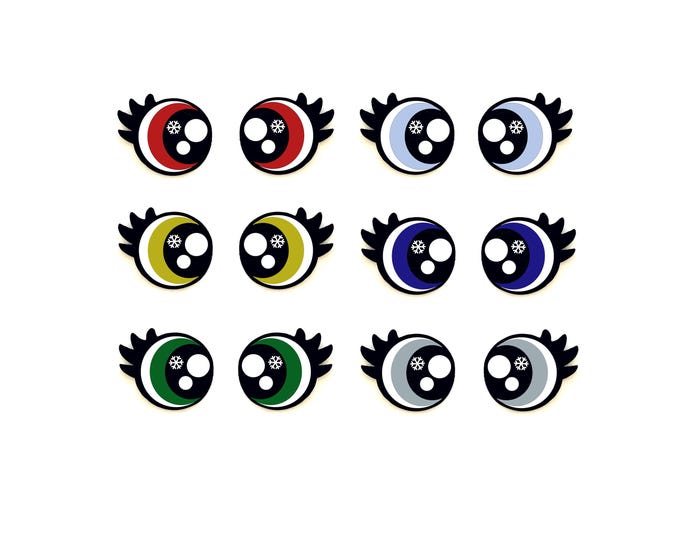 6 Pack, 3 Pack or Bulk Glitter Christmas Felt Eyes for Amigurumi, Holiday, Snowflake, Snowman, Crochet, Knit, Plushie, Kawaii
