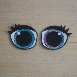 6 Pack of Rainbow Glitter Felt Eyes for Amigurumi Multiple Sizes Available