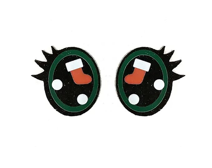 6 Pack, 3 Pack or Bulk Glitter Christmas Felt Eyes for Amigurumi, Holiday, Snowflake, Snowman, Crochet, Knit, Plushie, Kawaii