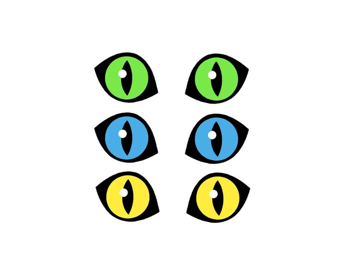 6 Pack, 3 Pack or Bulk Felt Eyes for Amigurumi, Crochet, Cat Eyes, Knit, Plushie, Glitter, Kawaii