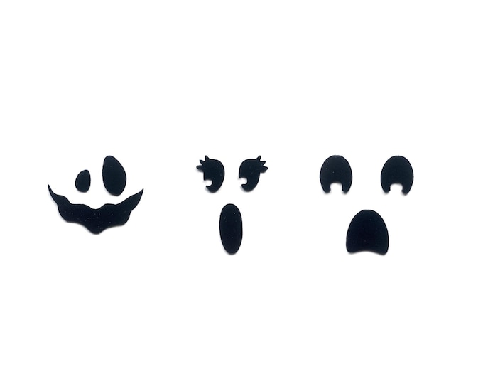 3 Pack Felt Ghost Eyes Mouth Faces for Amigurumi, Halloween Crochet Plushie Supplies