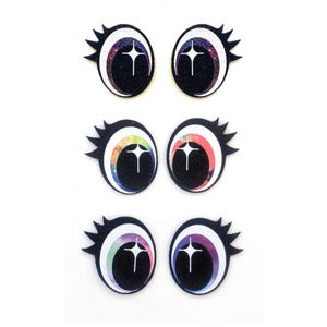 3 Pack of Glitter Felt Eyes for Amigurumi, With Lashes, Multiple Sizes Available image 1