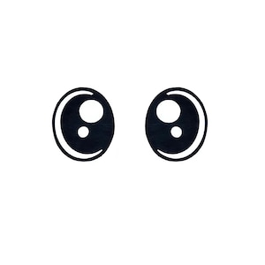 6 Pack of Oval Kawaii Felt Eyes for Amigurumi, Crochet Plushie, Black and White, Doll Eyes Multiple Sizes Available