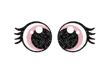 Glitter Felt Eyes with Lashes for Amigurumi, Pink, Kawaii Crochet Plushie Accessories
